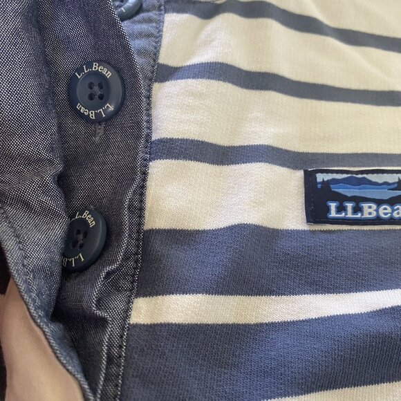 L.L. Bean Striped Cotton Rugby Henley Size M Petite - Picture 3 of 5